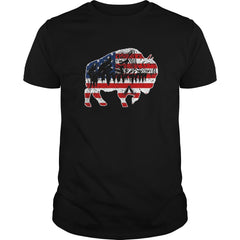 Buffalo Native American USA Flag T-Shirt