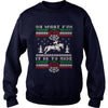 Image of ugly sweater christmas riding horse