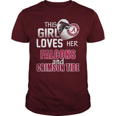 Girl Loves Falcons And Crimson Tide TShirt