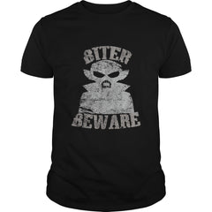 Biter Beware Funny Vampire Halloween Distressed T-Shirt