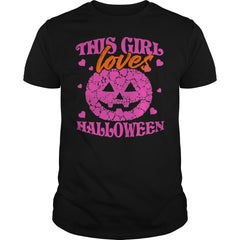 THIS GIRL LOVES HALLOWEEN T SHIRT (PINK)