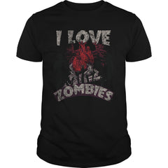 I Love Zombies Funny Scary Halloween Distressed T-Shirt