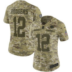 Women's Green Bay Packers Aaron Rodgers Camo Jersey 2018 - 2019
