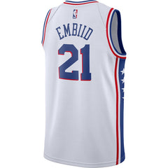 Joel Embiid Philadelphia 76ers White Swingman Jersey 2018 - 2019