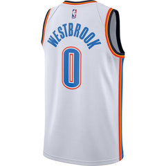Russell Westbrook Oklahoma City Thunder White Swingman Jersey 2018 - 2019